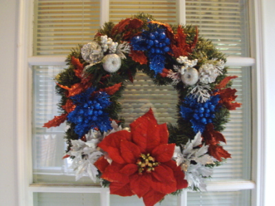 RED, SILVER AND BLUE WREATH